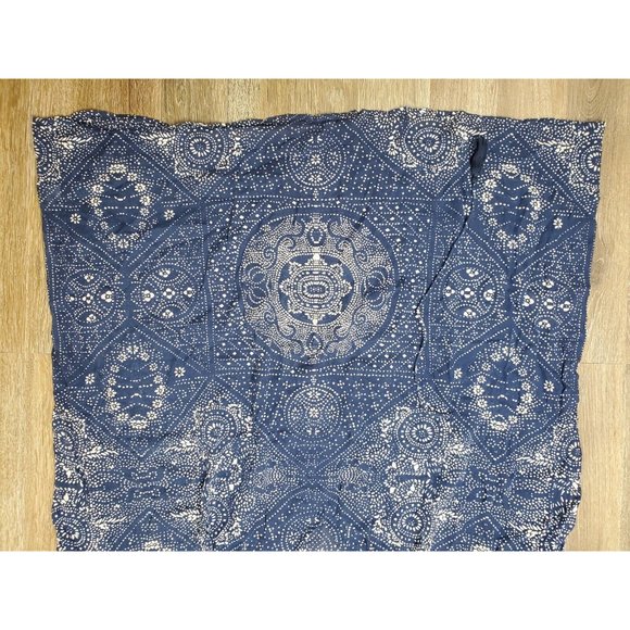 Garnet Hill Women's S Tunic Blue Floral Flowy Oversized V-Neck Sleeveless Sheer - Picture 3 of 12